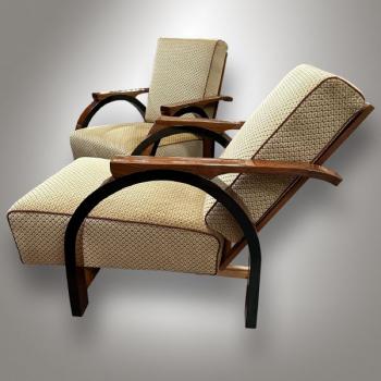 Pair of Art-Deco armchairs, adjustable